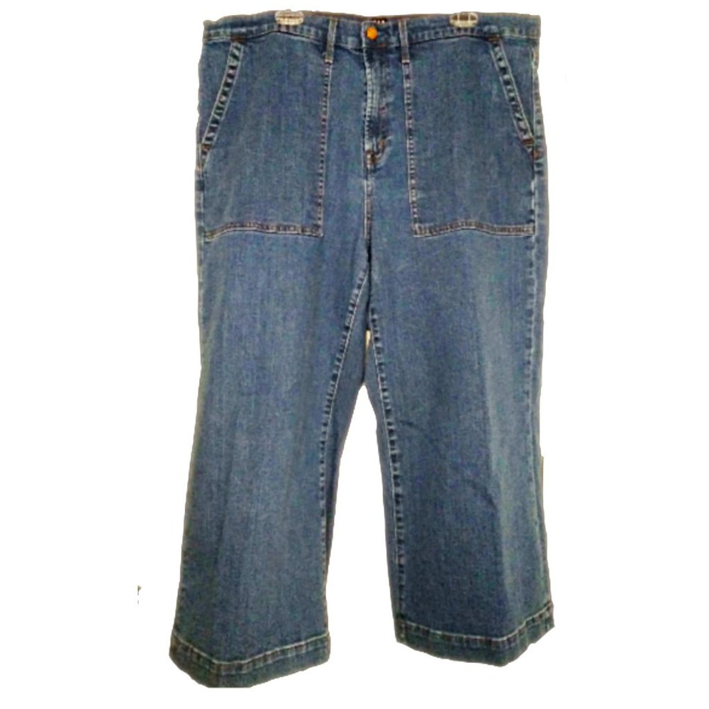 GAP DENIM High Rise Dark Indigo Wide Leg Ankle Length Jeans Size 35